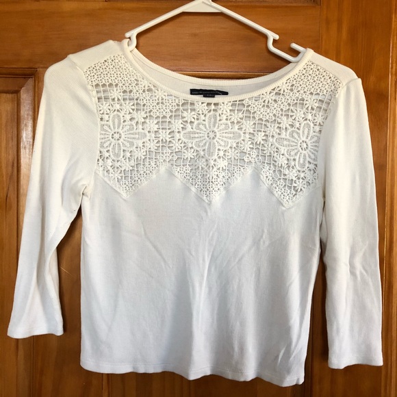 American Eagle Outfitters Tops White Knit Shirt Poshmark